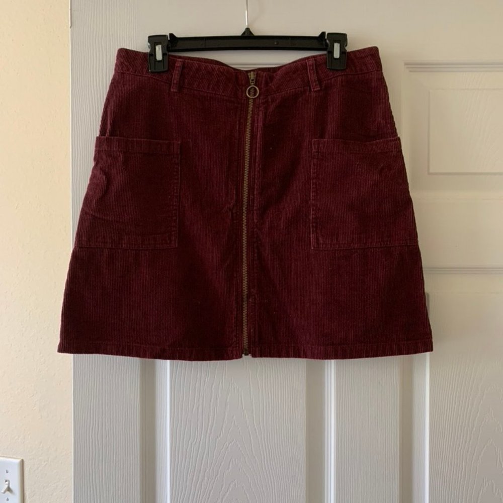 Altar'd State Maroon Corduroy Skirt